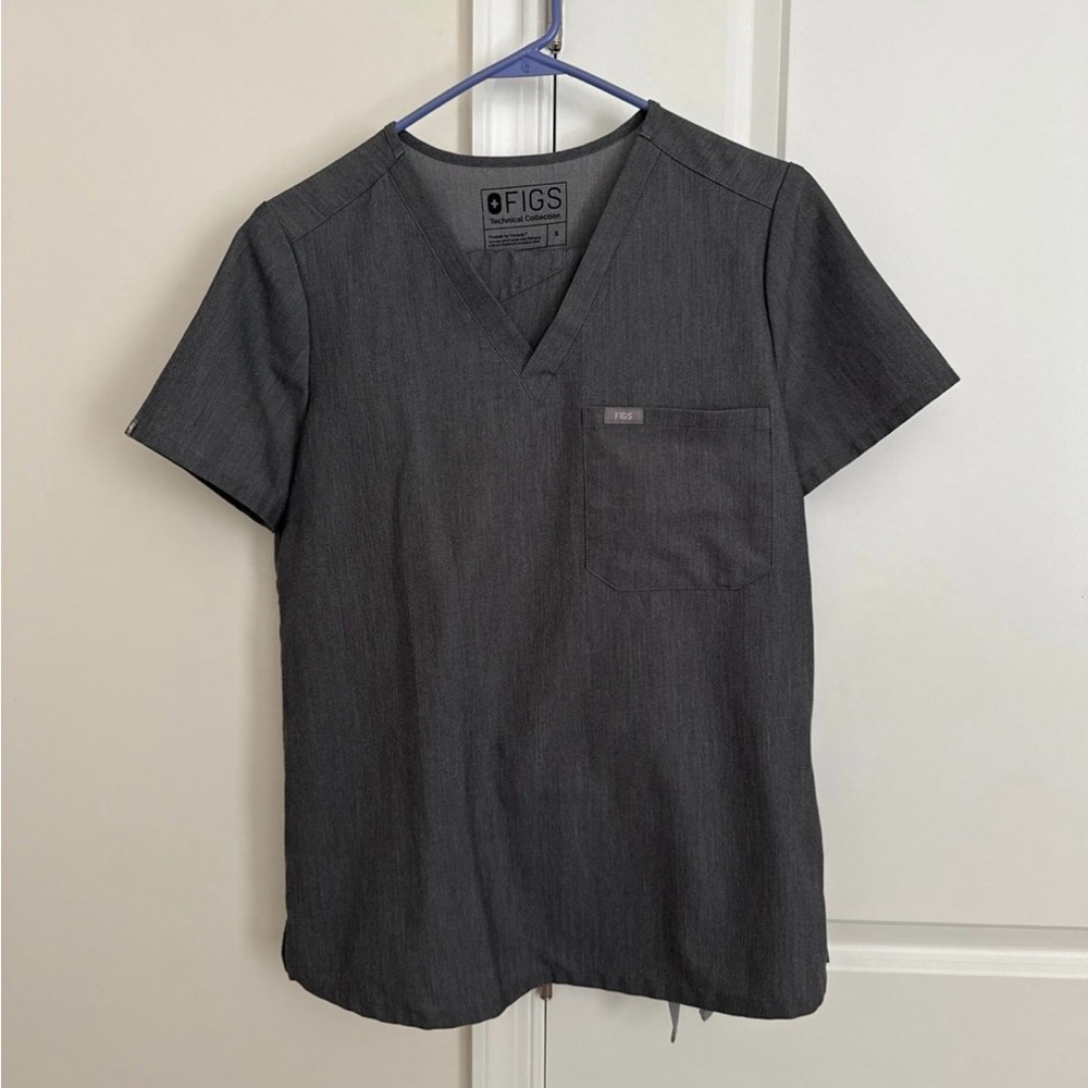 Figs Gray V-Neck Scrub Shirt